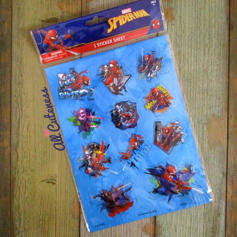 🎀 3 x $15: Marvel Spiderman Sticker Sheet. Easter Basket Fillers